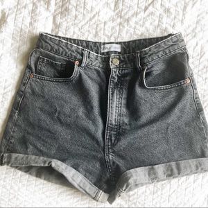 Zara black denim mom shorts